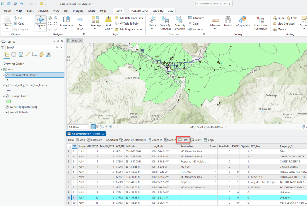 Figure 4.3. Selecting a feature in the attribute table