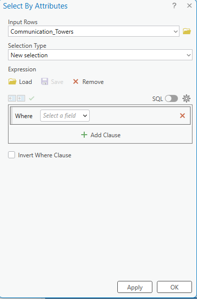 Figure 4.5. The Geoprocessing tool - Select Layer By Attribute
