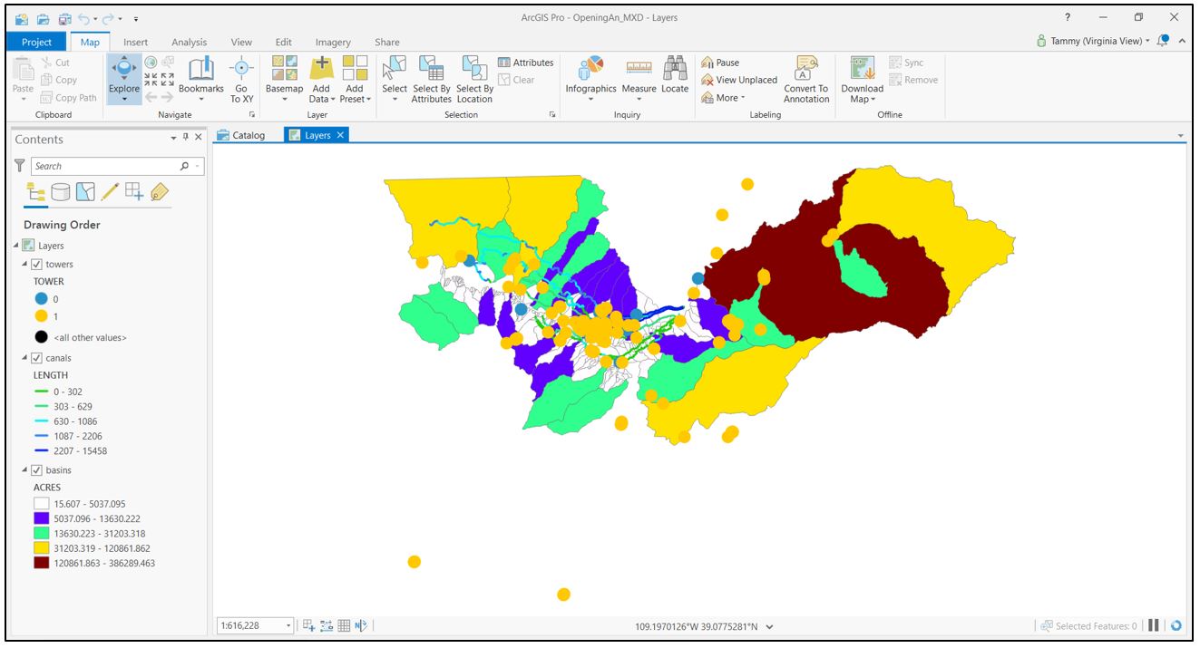 The imported .mxd file in ArcGIS Pro