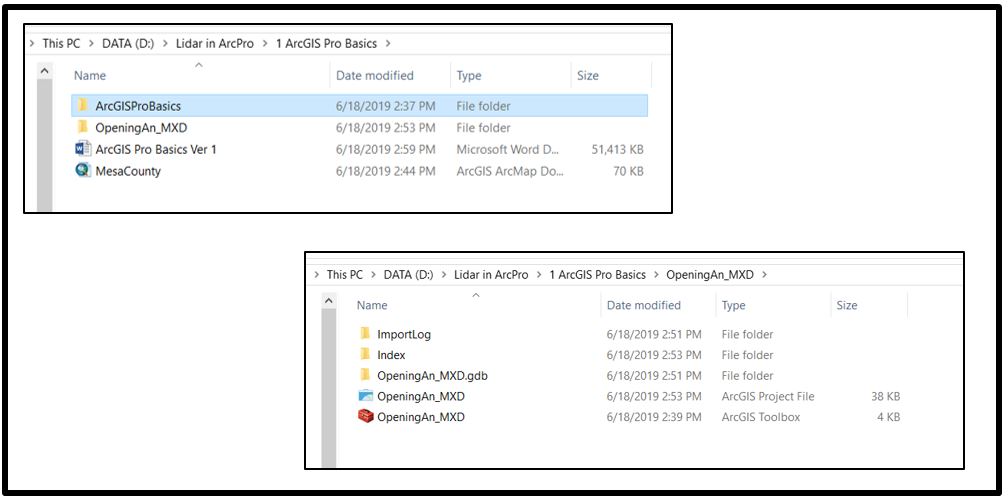 Checking both file folders in Windows to see that both the .mxd file is still present and a new project file exists