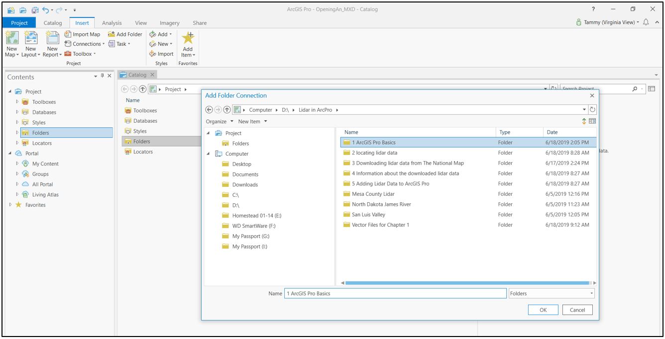 The Add Folder Connection dialog box