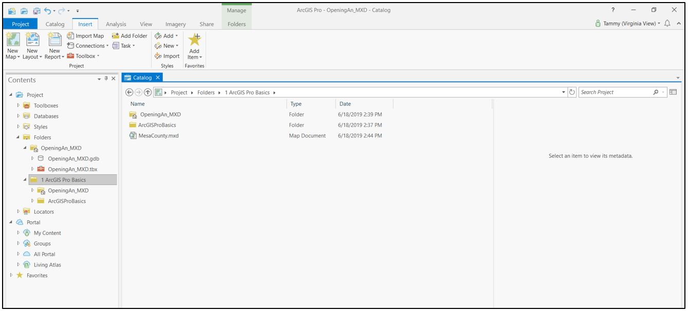 Folders in Catalog View