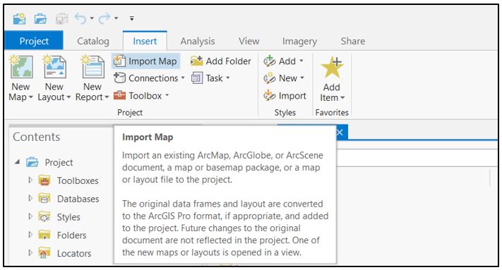 Import map from the Insert tab