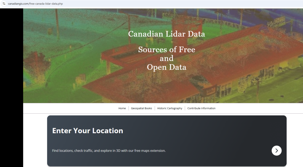 Figure 7.26. Canadian Lidar Data page