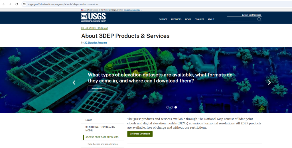 Figure 7.35 About 3DEP Products available from the USGS