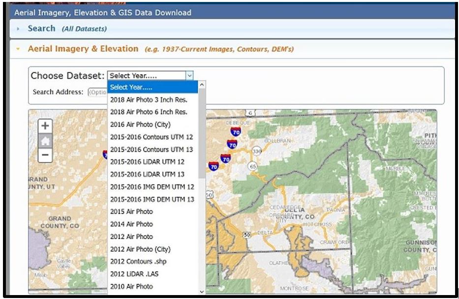 Figure 7.6. List of Data Available for Mesa County Colorado