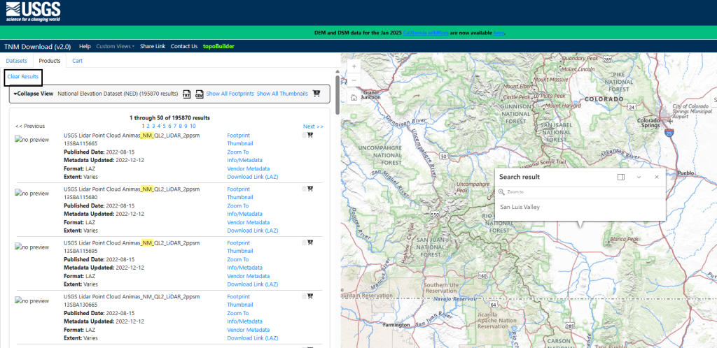 Figure 8.11. List of Datasets for a General Search