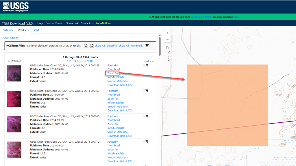 Figure 8.16. Zoom To – to zoom in to the footprint location
