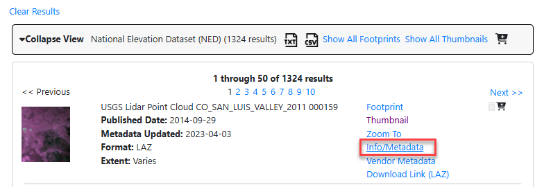 Figure 8.19. Info/Metadata Selection