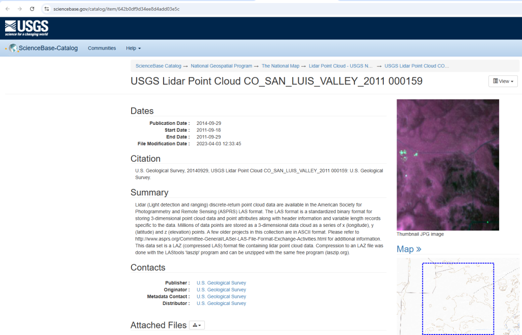 Figure 8.20. Information and metadata page for the dataset