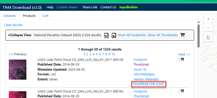 Figure 8.21. Download Link (LAZ)