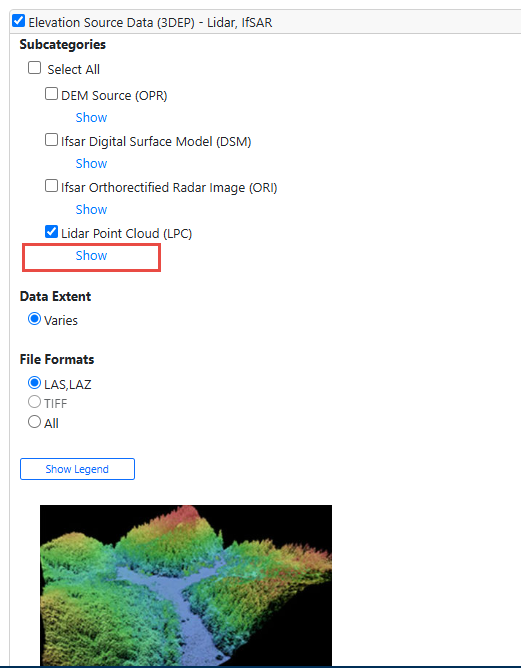 Lidar point cloud data formats available