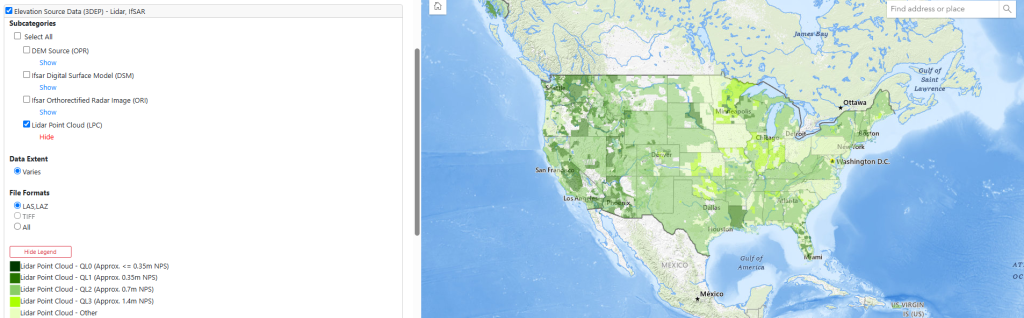 Figure 8.5 Location of available LiDAR data