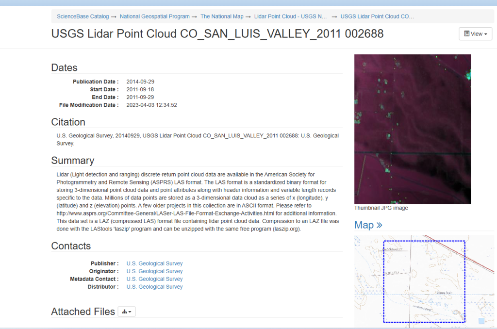 Figure 9.29 Metadata for San Luis Valley Colorado