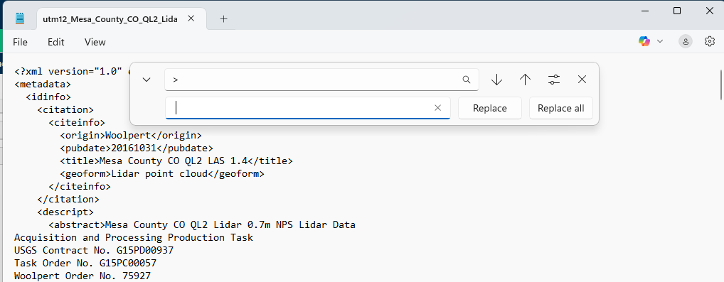 Figure 9.9. Replacing text in a Notepad document