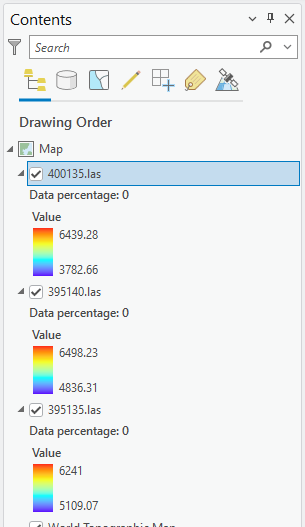 Figure 13.1 Contents Showing Multiple las Tiles