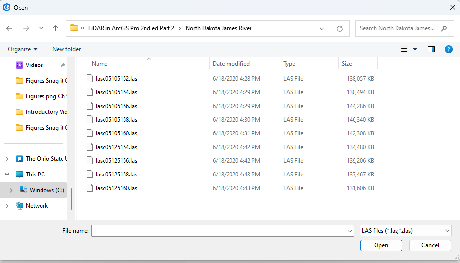 Figure 13.10 Navigating to the North Dakota las Datasets