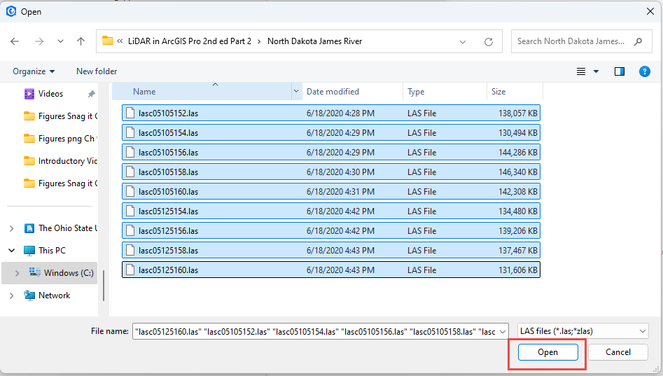 Figure 13.11 Adding All North Dakota datasets to the new LASD File