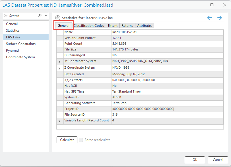 Figure 13.13 Statistics for lasc05105152