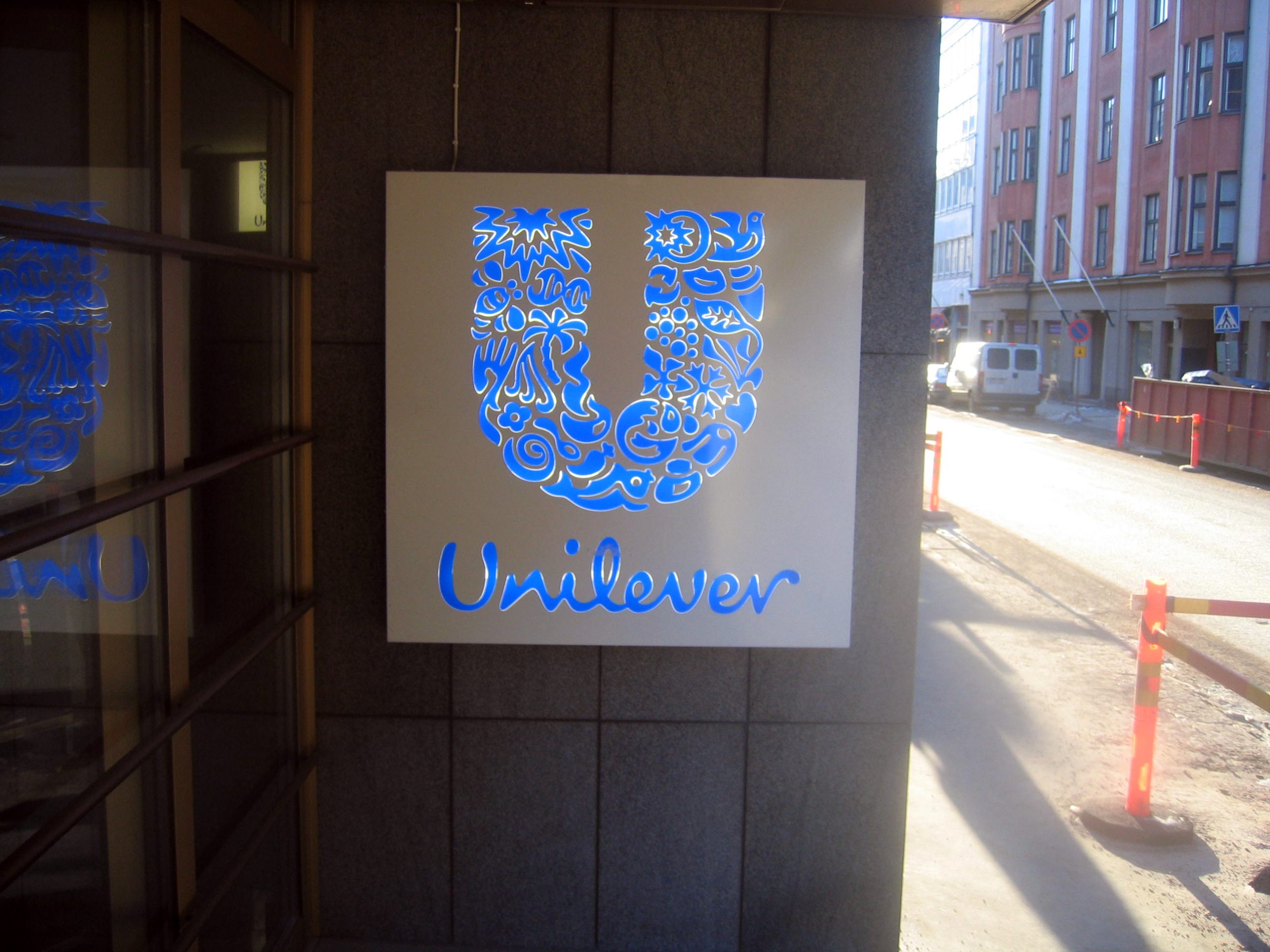 Unilever logo on the outside of a building