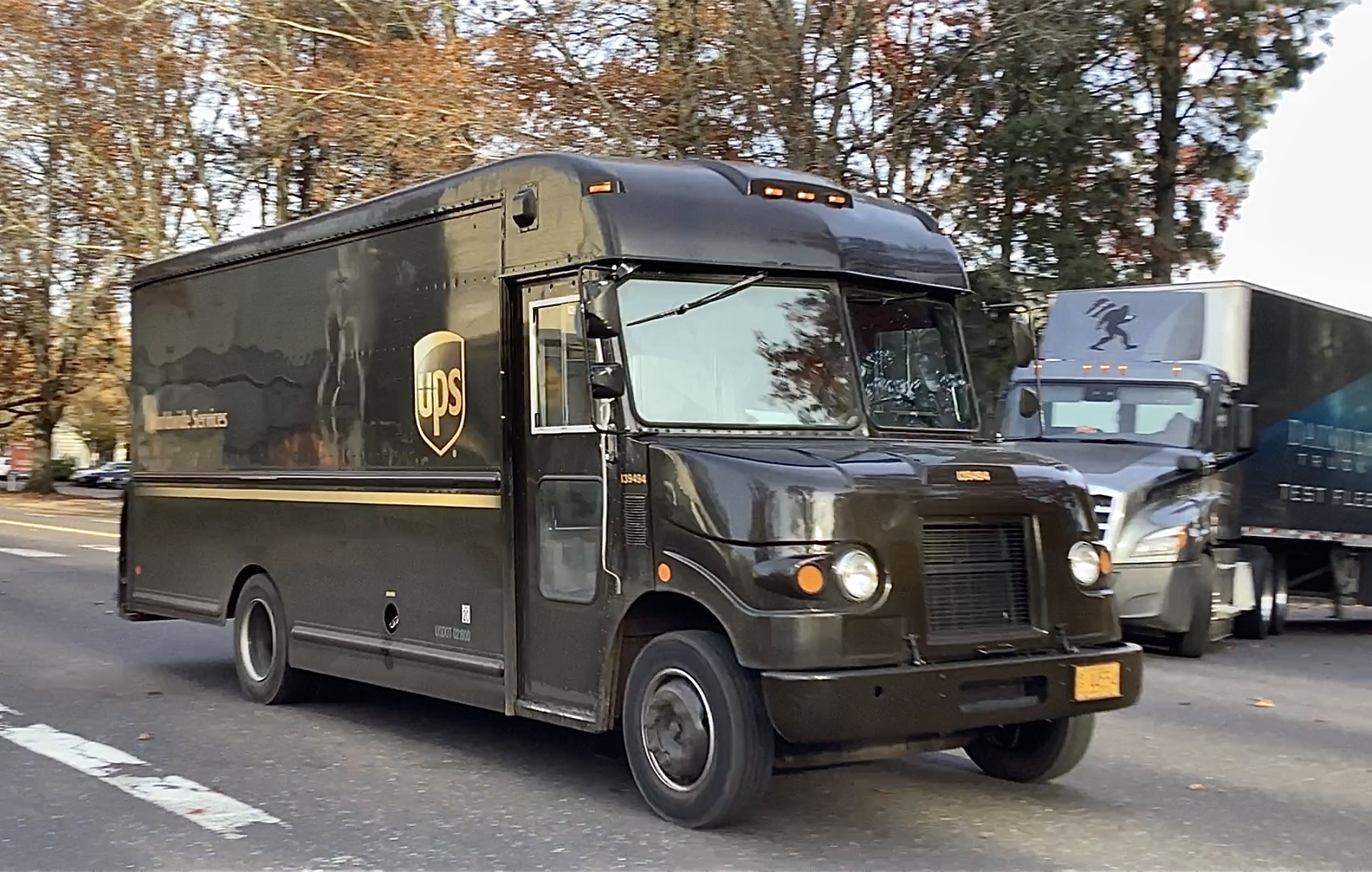 Brown UPS box truck