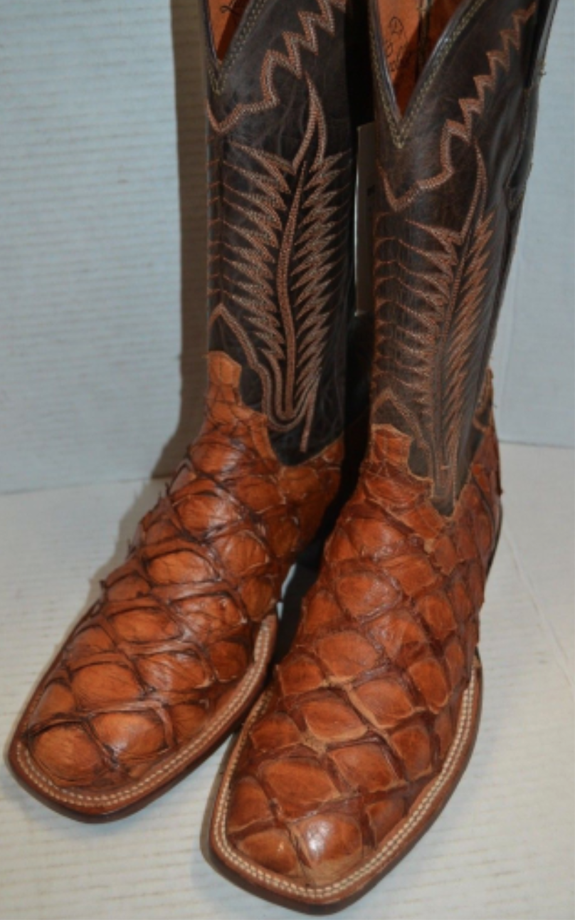 Boots made from arapaima leather
