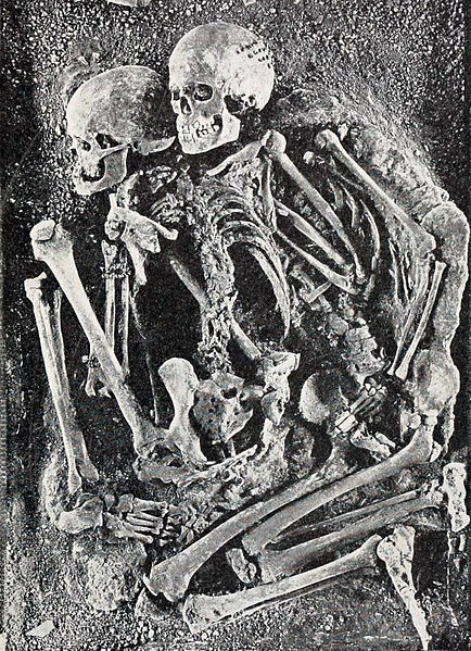 Two skeletons in a spooning position