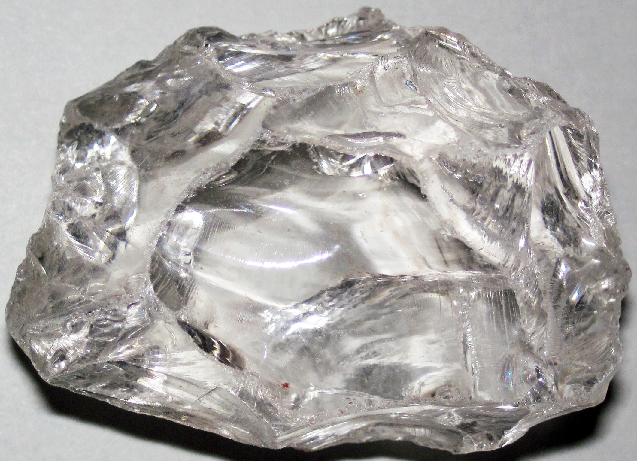 A specimen of a variety of quartz showing conchoidal fracture