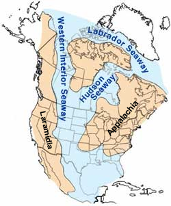 Water is covering the middle of North America.